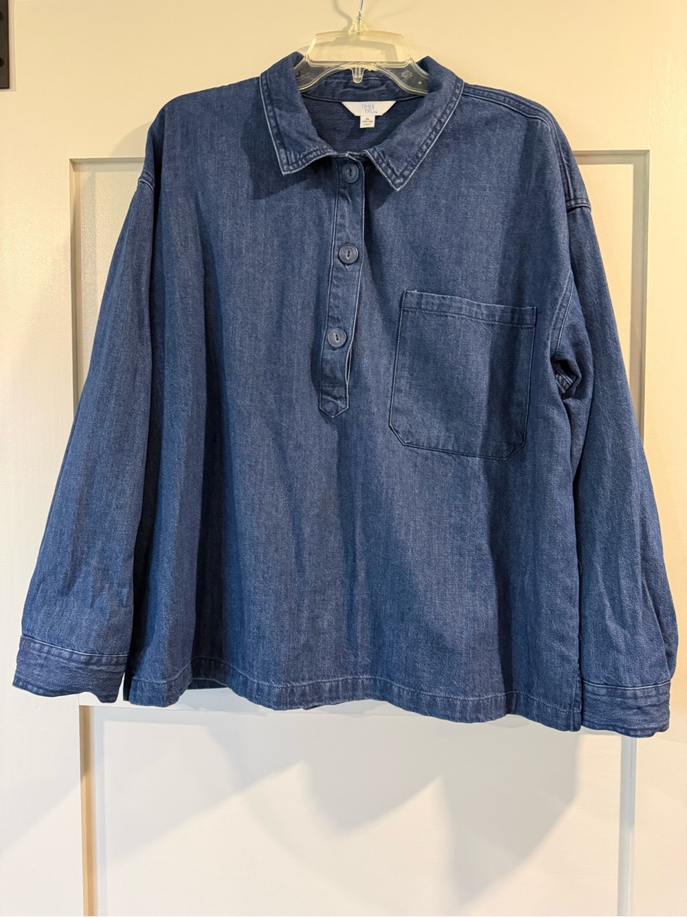 Classic Denim Pullover Shirt - Deep Indigo Blue